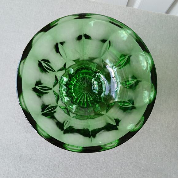 Anchor Hocking Emerald Green Glass Footed Bowl 4"x6" vintage MCM - Picture 3 of 8